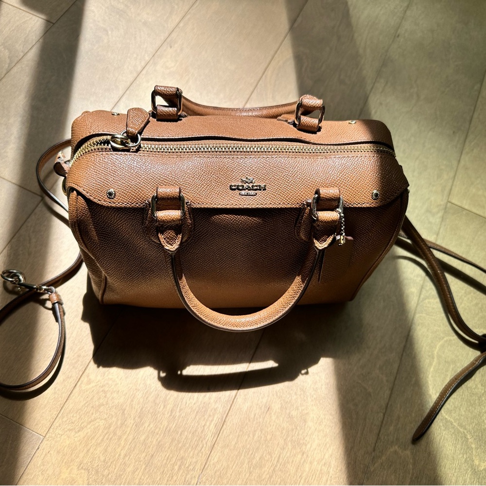 Coach Brown Leather Satchel with Structured Design
